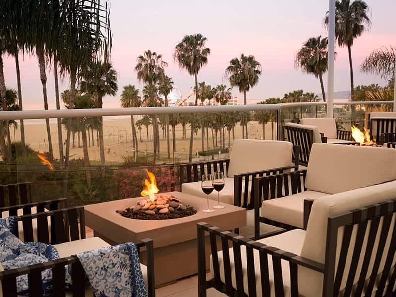Solus Halo Firepit outdoors lit Loews - Santa Monica