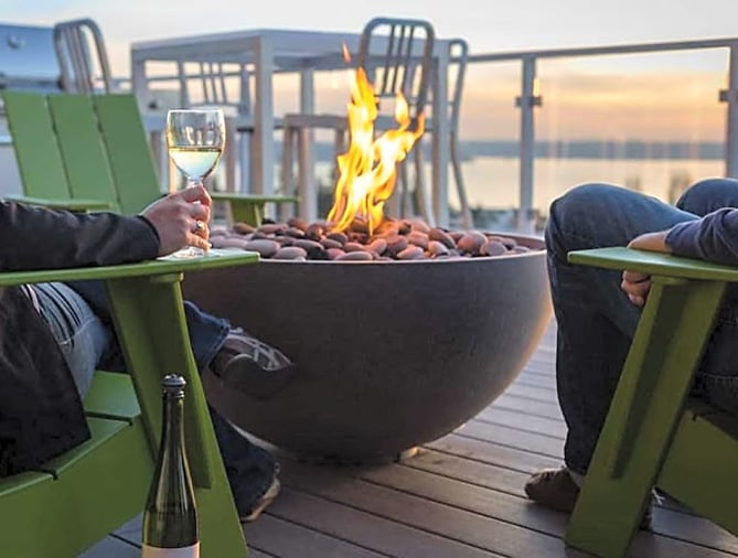 Solus Hemi gas Firepit for Terrace shown at the Blake Apartments Seattle