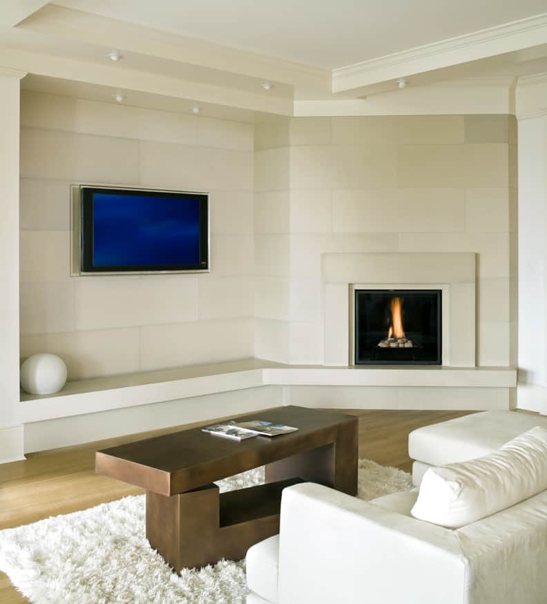 Solus Span cast concrete fireplace surround