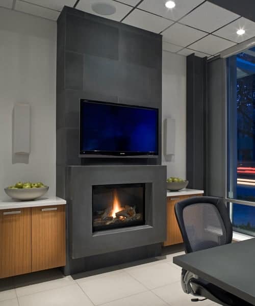 Solus Span cast concrete fireplace surround