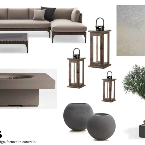 Solus Elevated Halo Firetable moodboard with Dedon