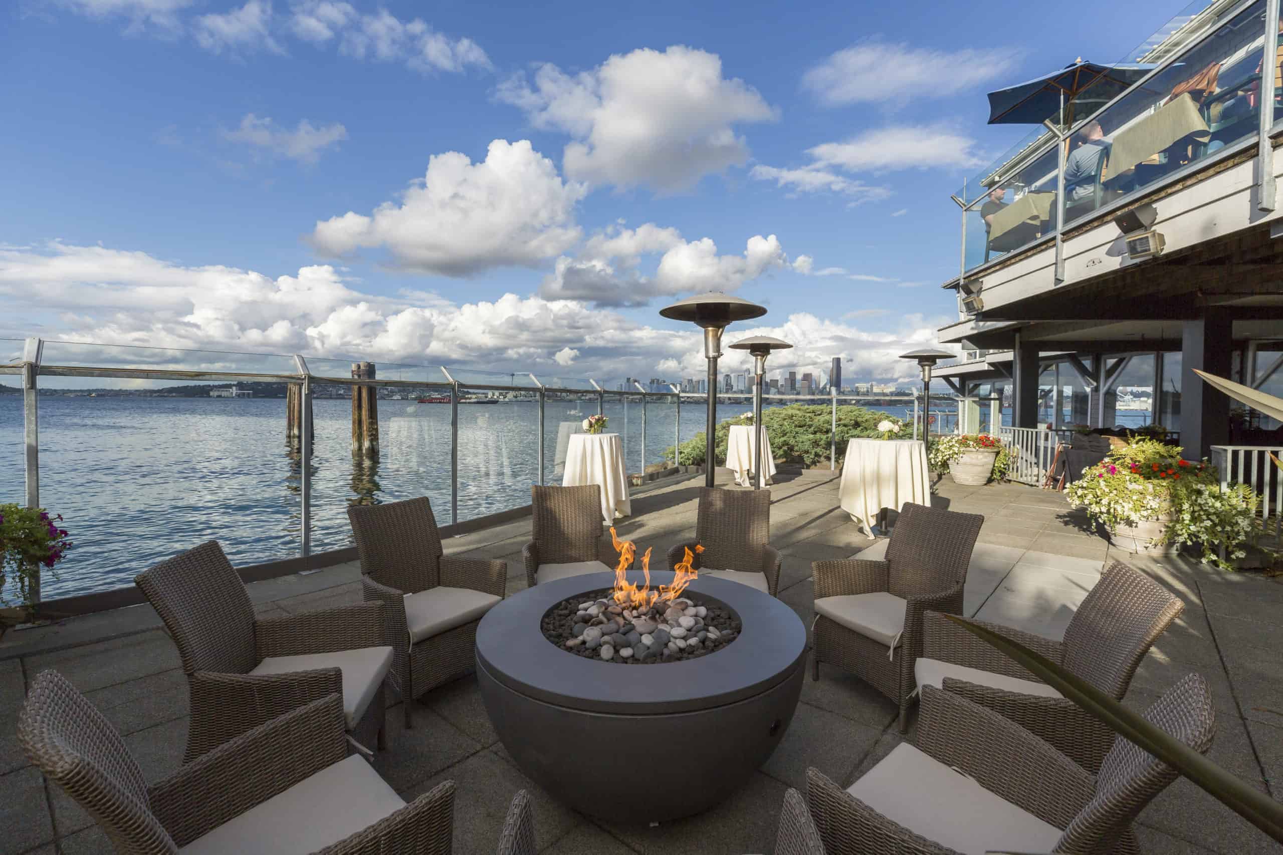 Solus Hemi firepit at Salty's restaurant on Alki Beach - commercial project