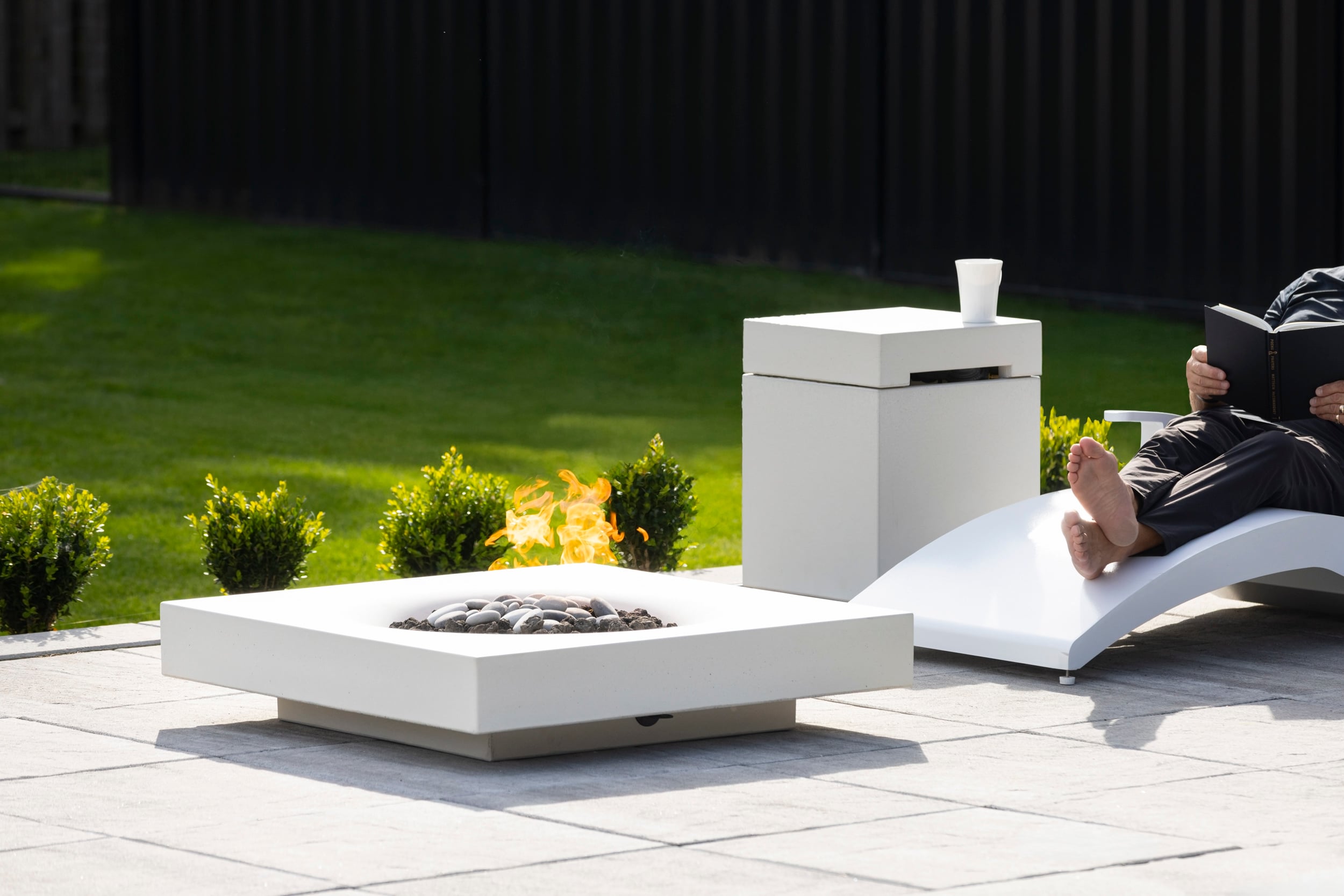 Solus Hemi classy firepit off white 36 inch square