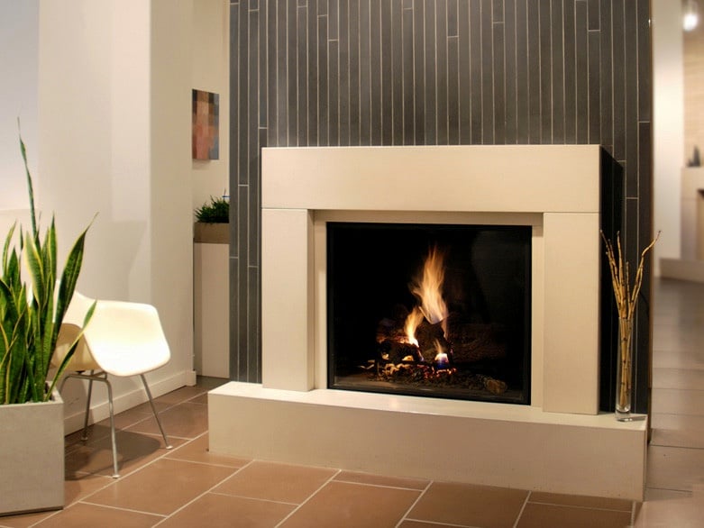 Solus Span concrete fireplace surround in Halva