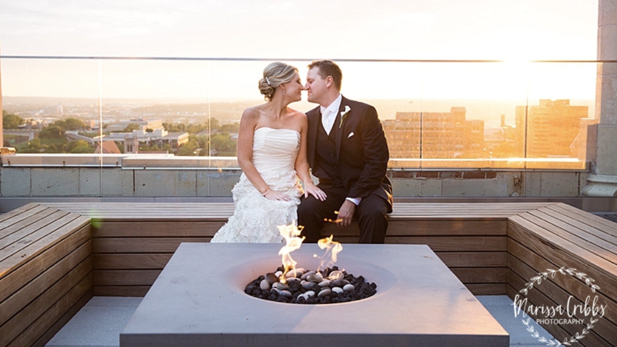 Elevated Halo Fire Pit romantic wedding photographed by Marissa Cribbs