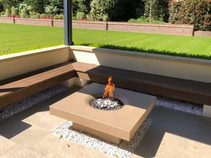 Modern gas and propane fire pit, legal in LA