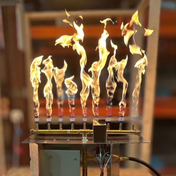 Solus 9 nozzle burner at 90,000 btus for smaller rectangle or linear firepit